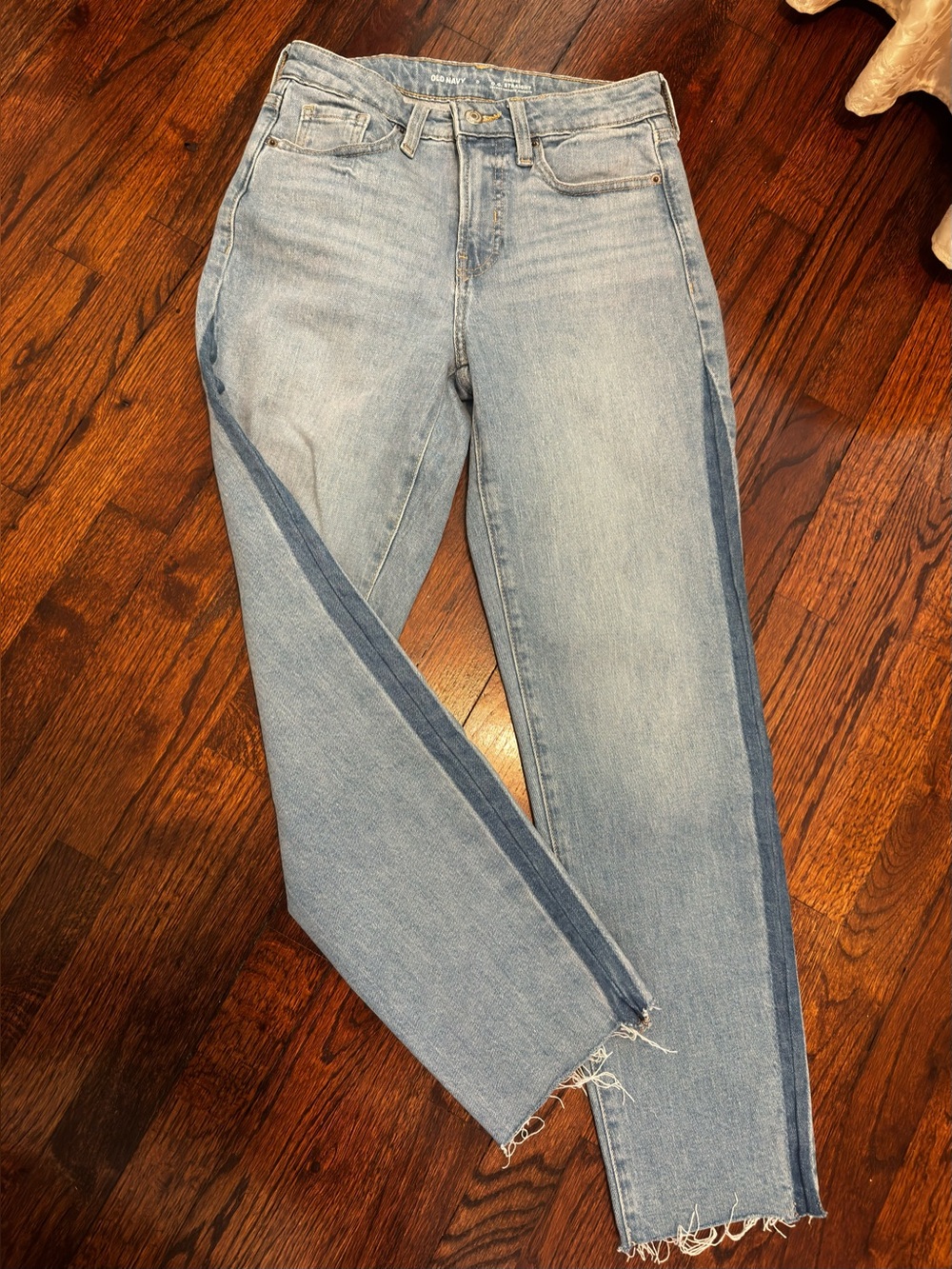 Old Navy Light Blue Two-Tone Straight Leg Jeans